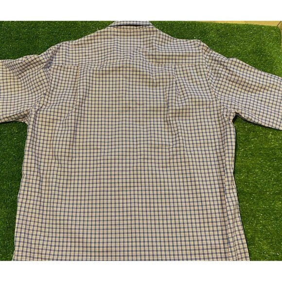 David Donahue shirt large mens plaid gingham casual business blue long sleeve - Picture 12 of 15